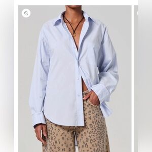 Citizens Of Humanity Kayla Shirt in Pale Blue With Subtle Stripes